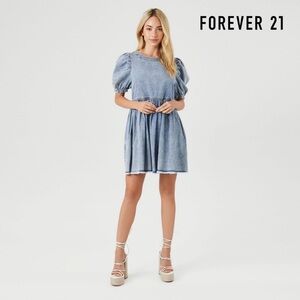 Forever 21 Denim Puff Sleeve Dress